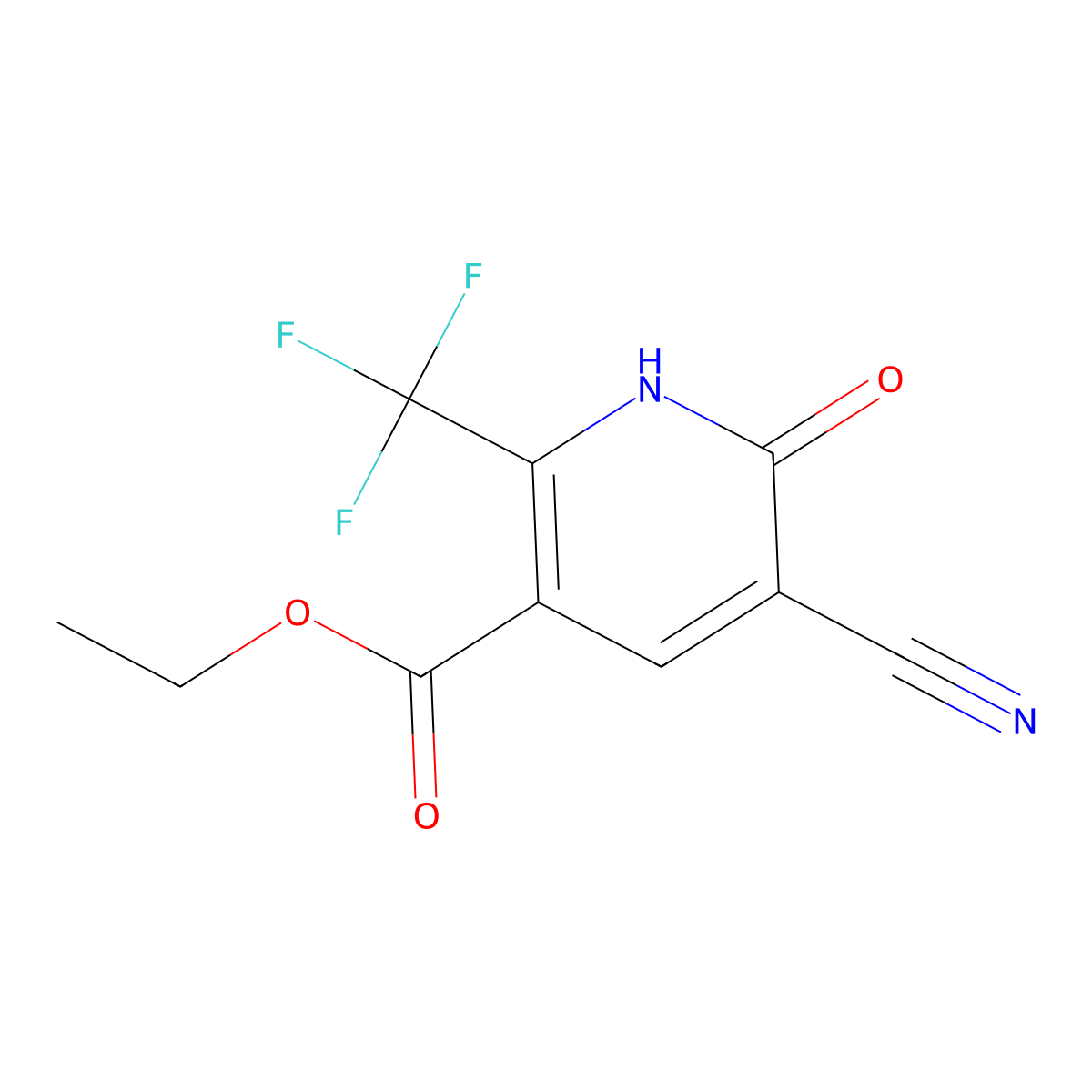 Ethyl 5-cyano-6-hydroxy-2-(trifluoromethyl)pyridine-3-carboxylate molecular structure, CAS 144456-86-0