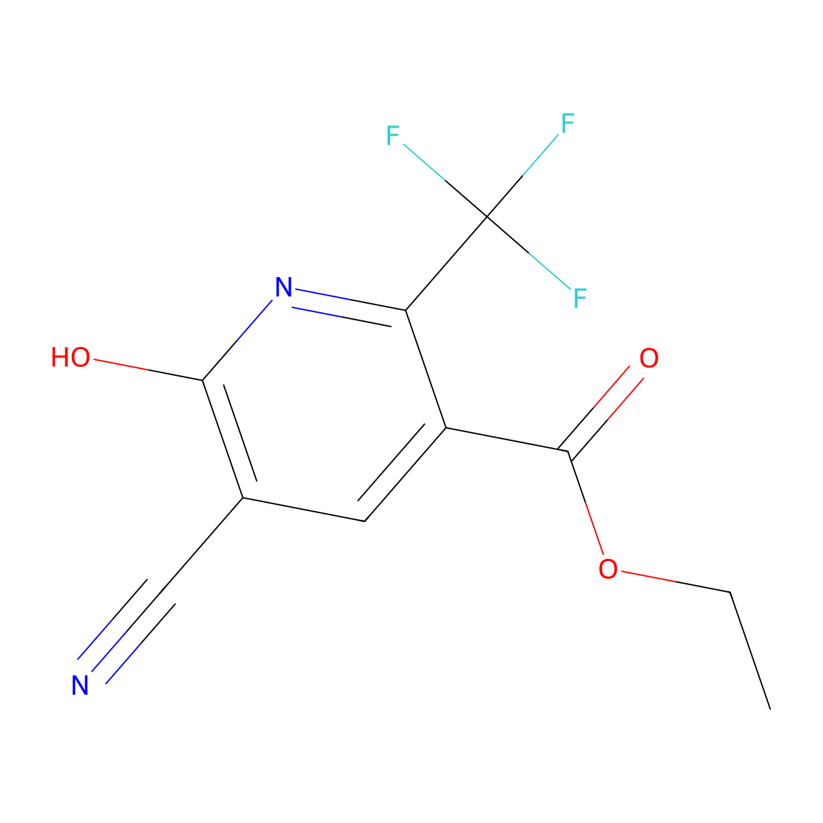 Ethyl 5-cyano-6-hydroxy-2-(trifluoromethyl)pyridine-3-carboxylate molecular structure, CAS 144456-86-0