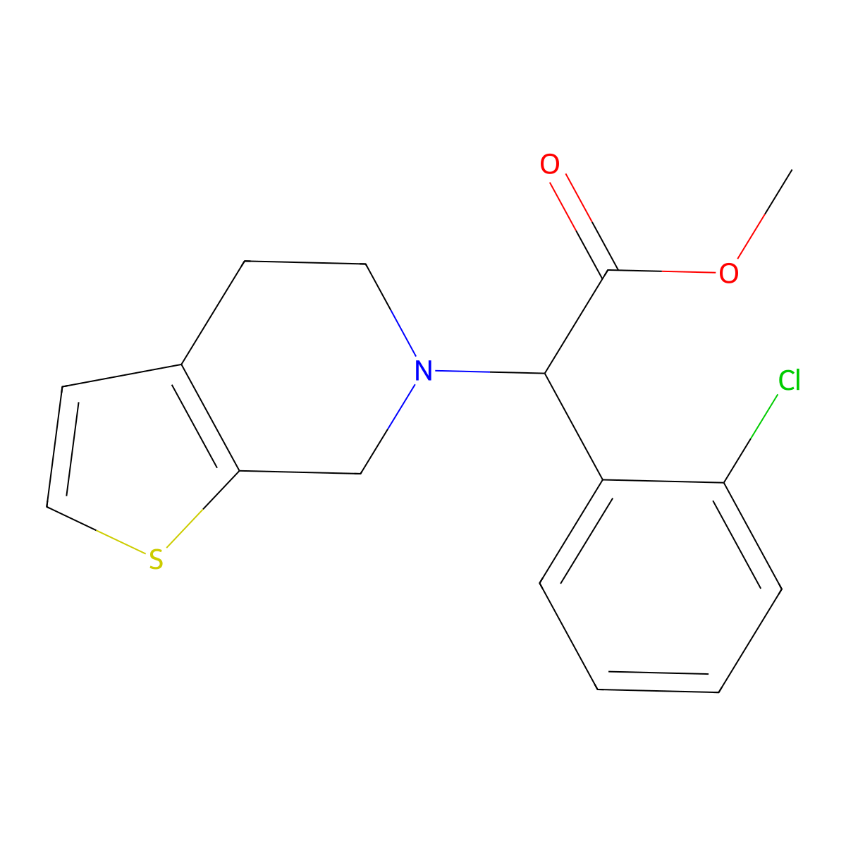 Methyl alpha-(2-chlorophenyl)-4,7-dihydrothieno[2,3-c]pyridine-6(5H)-acetate molecular structure, CAS 144457-43-2