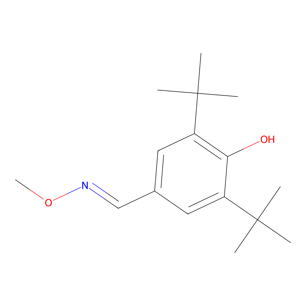 2,6-di-tert-butyl-4-[(1E)-(methoxyimino)methyl]phenol molecular structure, CAS 14446-64-1