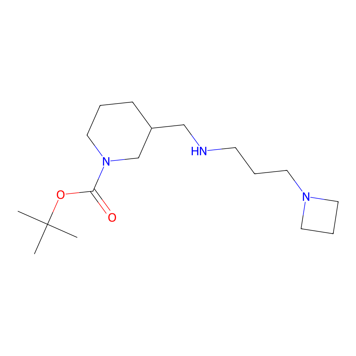 Tert-butyl 3-({[3-(azetidin-1-yl)propyl]amino}methyl)piperidine-1-carboxylate molecular structure, CAS 1444614-42-9
