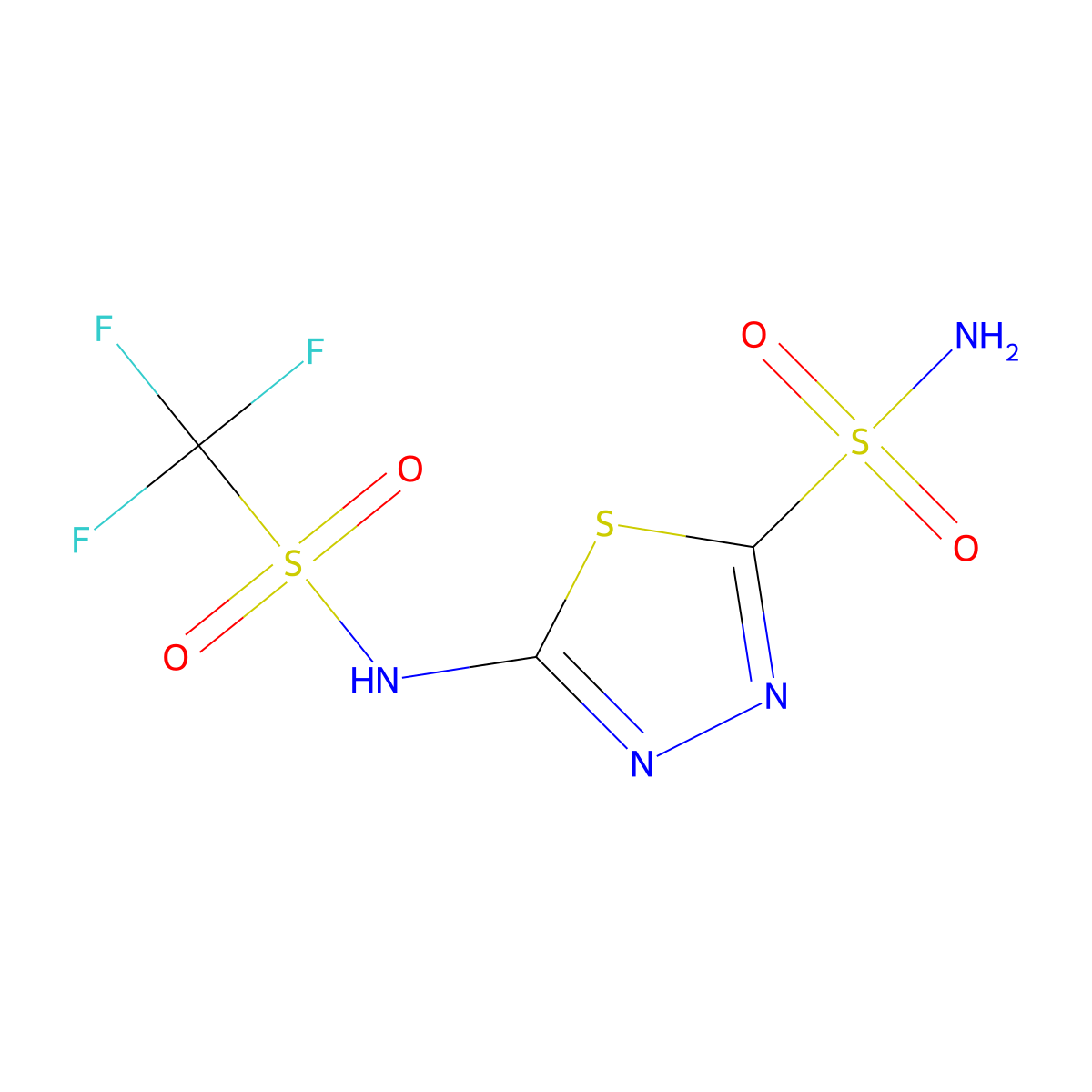 5-(Trifluoromethylsulfonylamino)-1,3,4-thiadiazole-2-sulfonamide molecular structure, CAS 144462-46-4