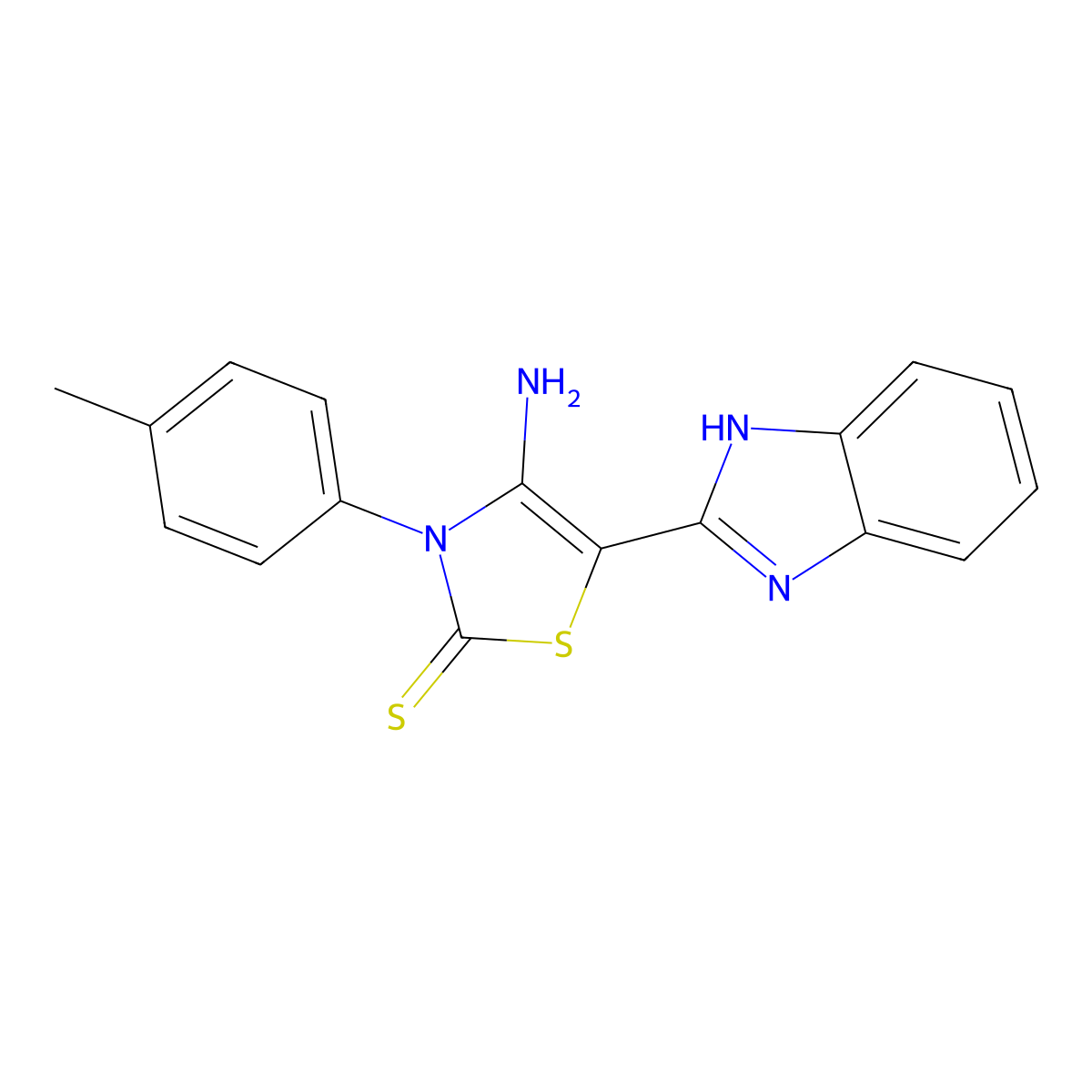 4-amino-5-(1H-benzimidazol-2-yl)-3-(4-methylphenyl)-1,3-thiazole-2(3H)-thione molecular structure, CAS 144464-20-0