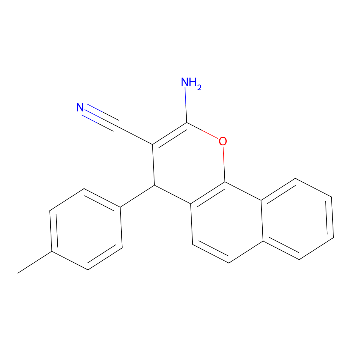 2-amino-4-(4-methylphenyl)-4H-benzo[h]chromene-3-carbonitrile molecular structure, CAS 144464-54-0