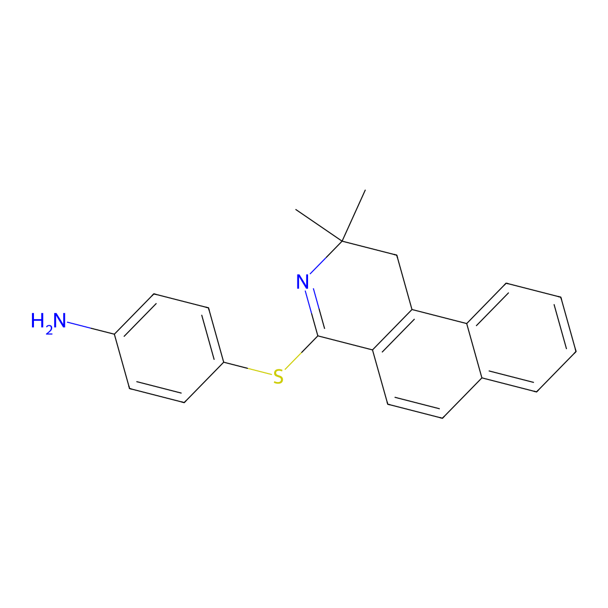 4-[(2,2-dimethyl-1H-benzo[f]isoquinolin-4-yl)sulfanyl]aniline molecular structure, CAS 144498-80-6