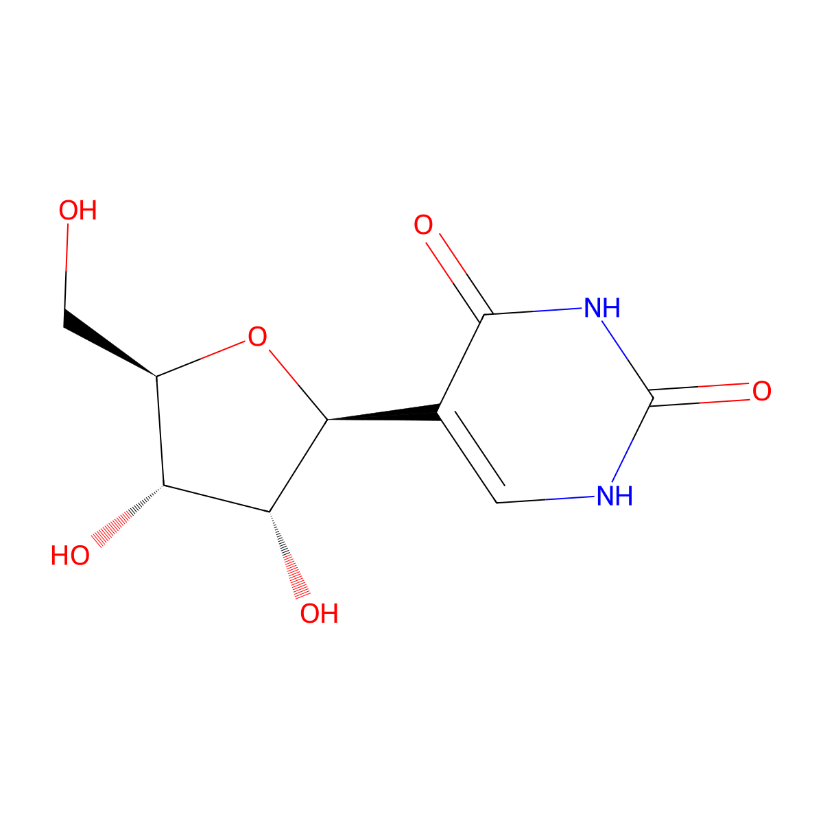 Pseudouridine molecular structure, CAS 1445-07-4