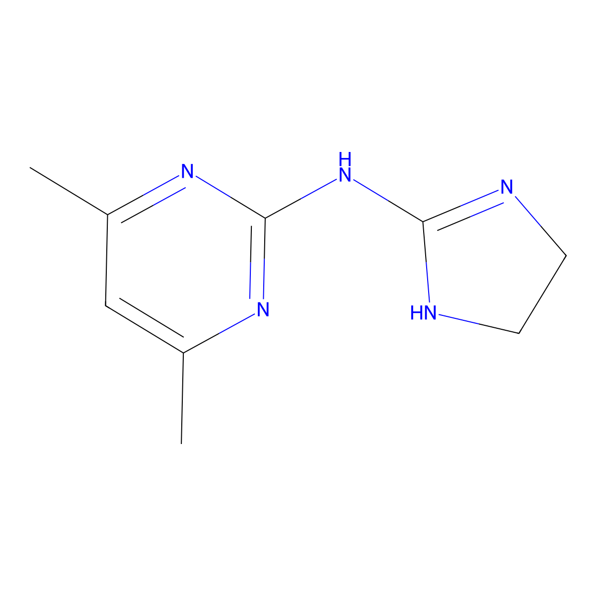 N-(4,5-dihydro-1H-imidazol-2-yl)-4,6-dimethylpyrimidin-2-amine molecular structure, CAS 144501-98-4