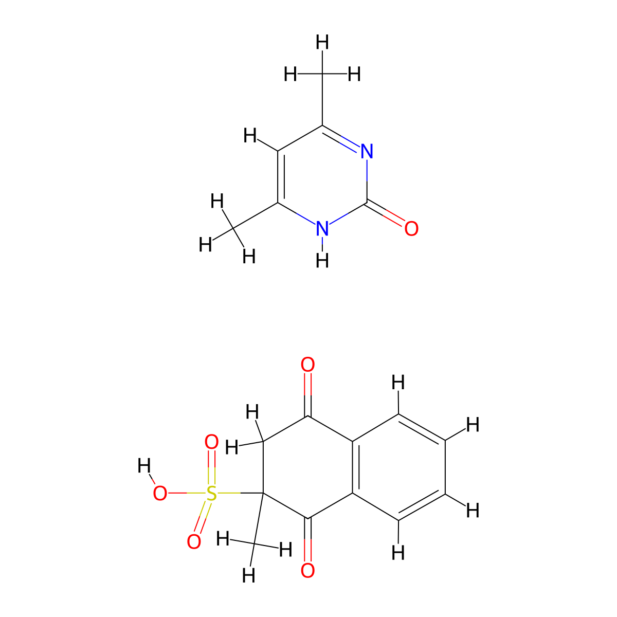 2-Naphthalenesulfonic acid, 1,2,3,4-tetrahydro-2-methyl-1,4-dioxo-, compd. with 4,6-dimethyl-2(1H)-pyrimidinone (1:1) molecular structure, CAS 14451-99-1