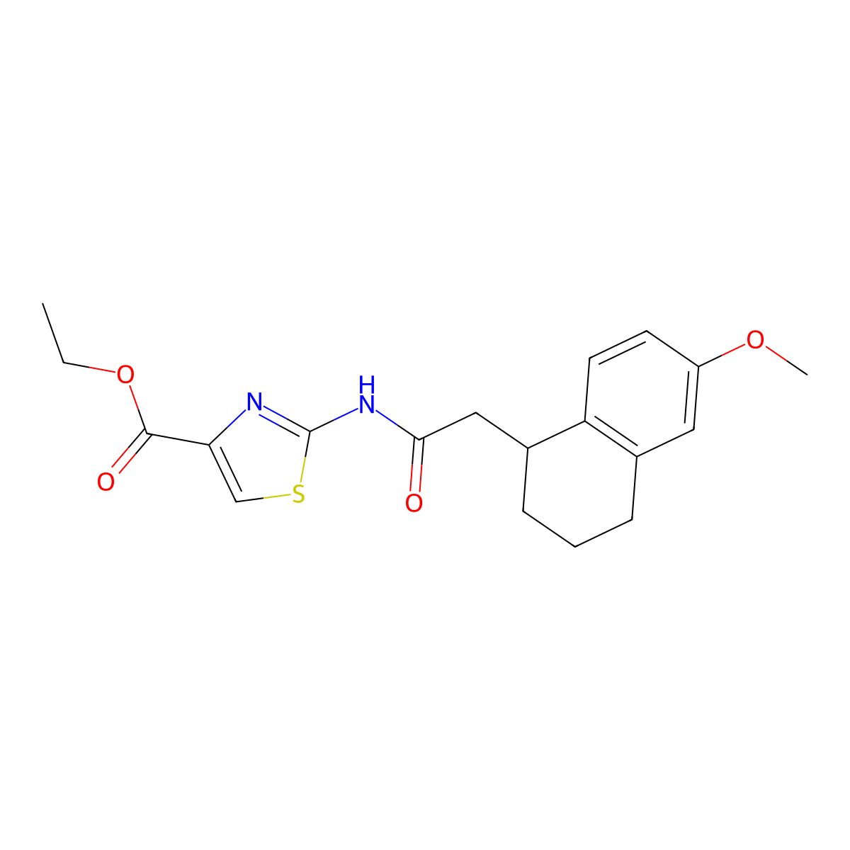 Ethyl 2-[2-(6-methoxy-1,2,3,4-tetrahydronaphthalen-1-yl)acetamido]-1,3-thiazole-4-carboxylate molecular structure, CAS 1445116-49-3