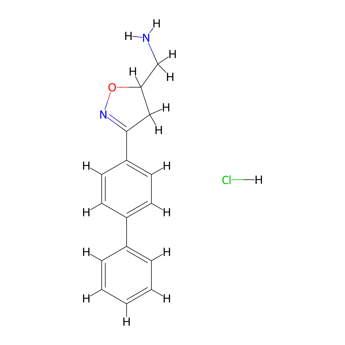 [3-(4-Phenylphenyl)-4,5-dihydro-1,2-oxazol-5-yl]methanamine hydrochloride molecular structure, CAS 1445127-44-5