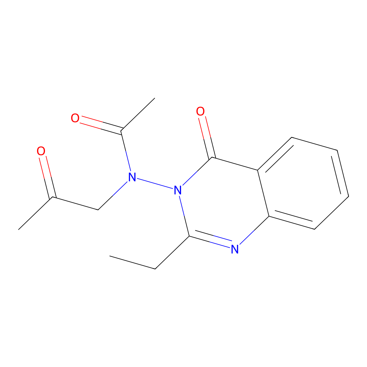 Acetamide, N-(2-ethyl-4-oxo-3(4H)-quinazolinyl)-N-(2-oxopropyl)- molecular structure, CAS 144522-60-1