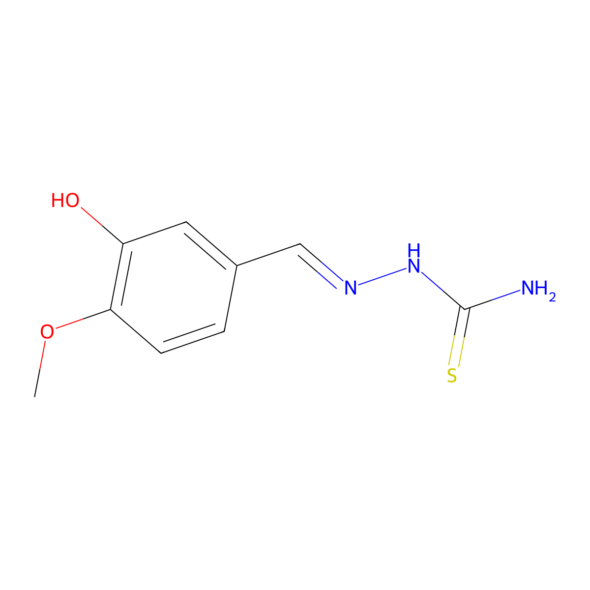 Hydrazinecarbothioamide, 2-[(3-hydroxy-4-methoxyphenyl)methylene]- molecular structure, CAS 14453-26-0