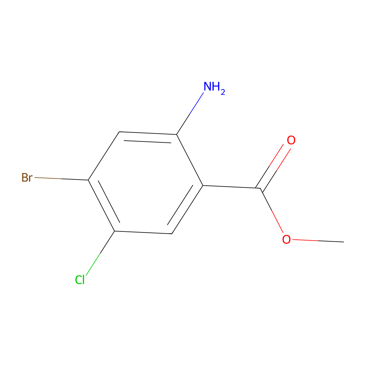 Methyl 2-amino-4-bromo-5-chlorobenzoate molecular structure, CAS 1445322-56-4