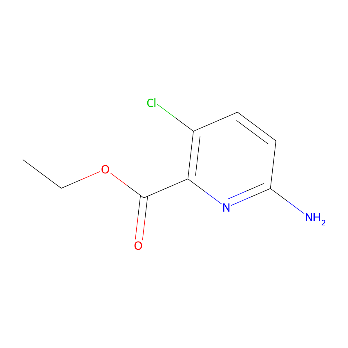 Ethyl 6-amino-3-chloropyridine-2-carboxylate molecular structure, CAS 1445322-60-0