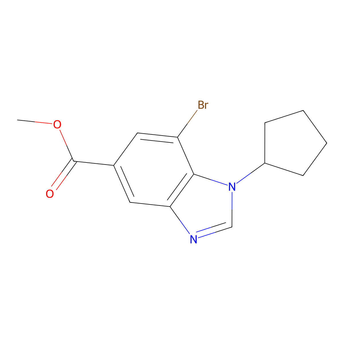 Methyl 7-bromo-1-cyclopentyl-1,3-benzodiazole-5-carboxylate molecular structure, CAS 1445322-61-1