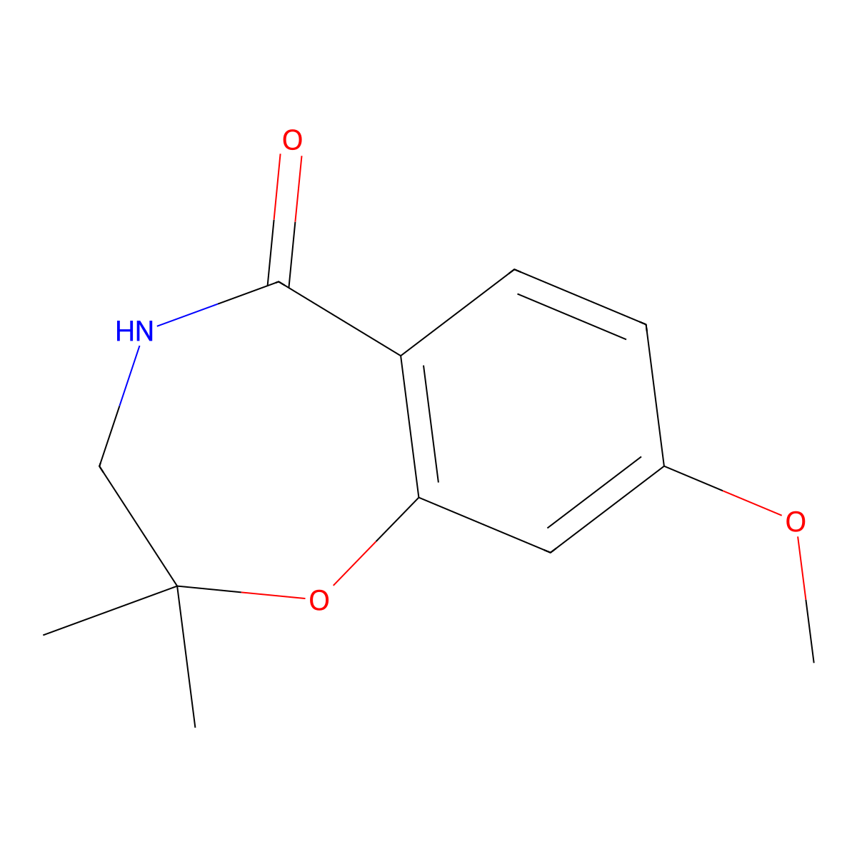 8-Methoxy-2,2-dimethyl-2,3,4,5-tetrahydro-1,4-benzoxazepin-5-one molecular structure, CAS 144537-22-4