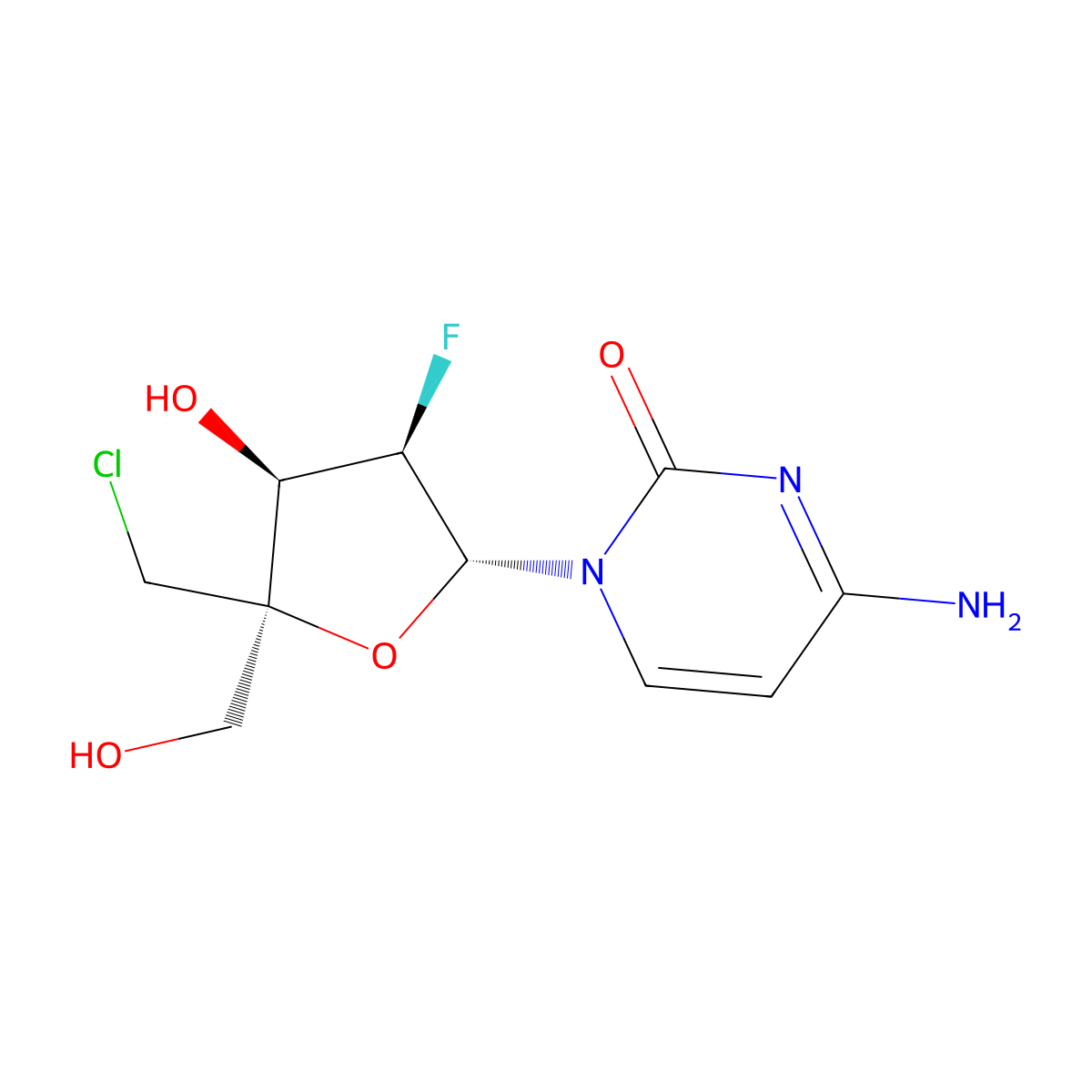 4'-Chloromethyl-2'-deoxy-2'-fluorocytidine molecular structure, CAS 1445379-92-9