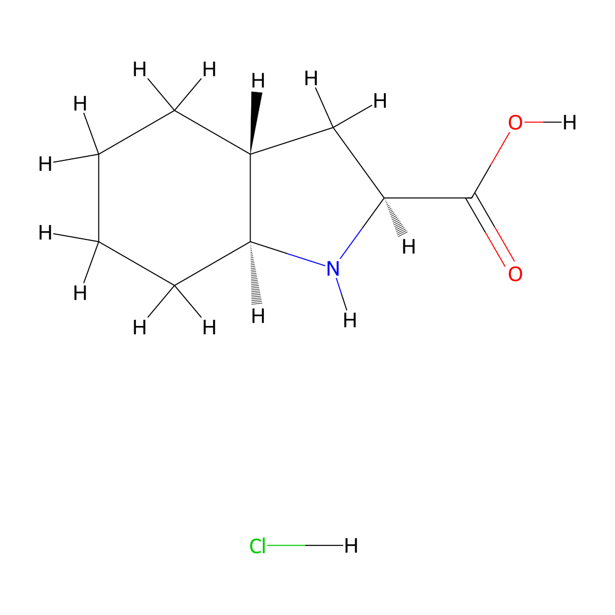(2S,3aR,7aS)-Octahydro-1H-indole-2-carboxylic acid hydrochloride molecular structure, CAS 144540-75-0