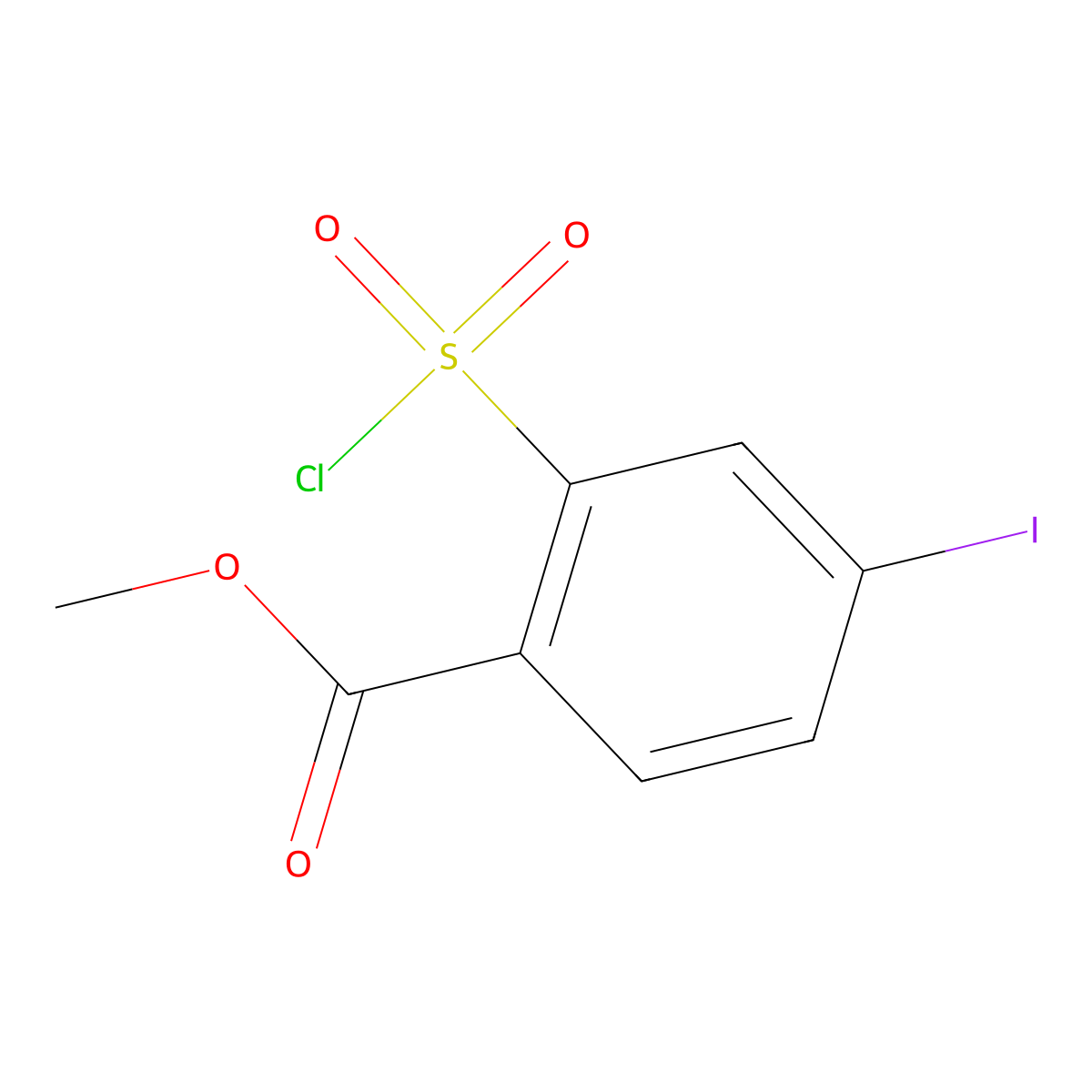 Methyl 2-(chlorosulfonyl)-4-iodobenzoate molecular structure, CAS 144550-78-7
