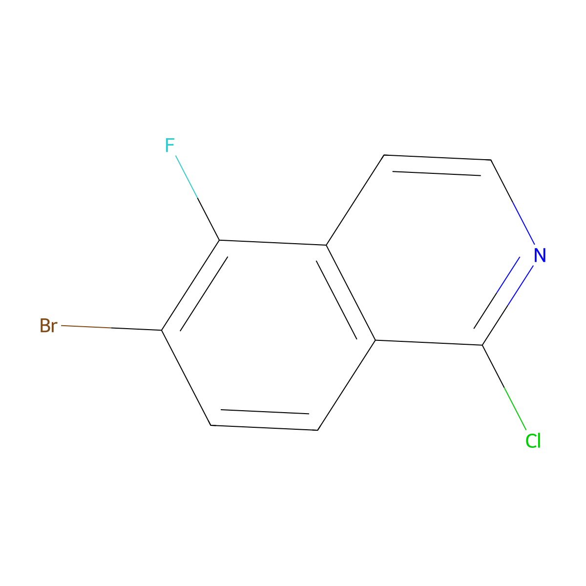 6-Bromo-1-chloro-5-fluoroisoquinoline molecular structure, CAS 1445564-11-3