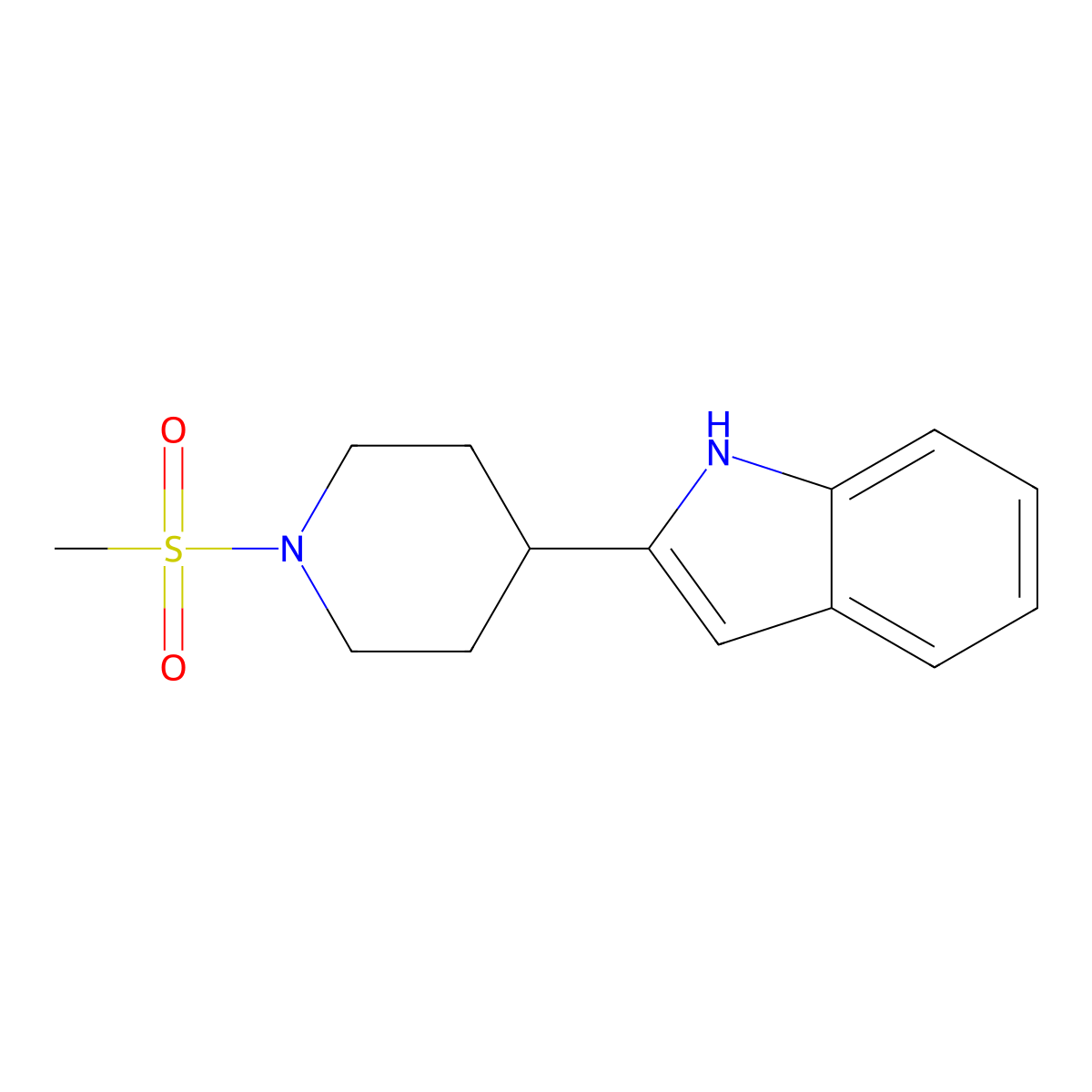 2-(1-methanesulfonylpiperidin-4-yl)-1H-indole molecular structure, CAS 1445573-37-4