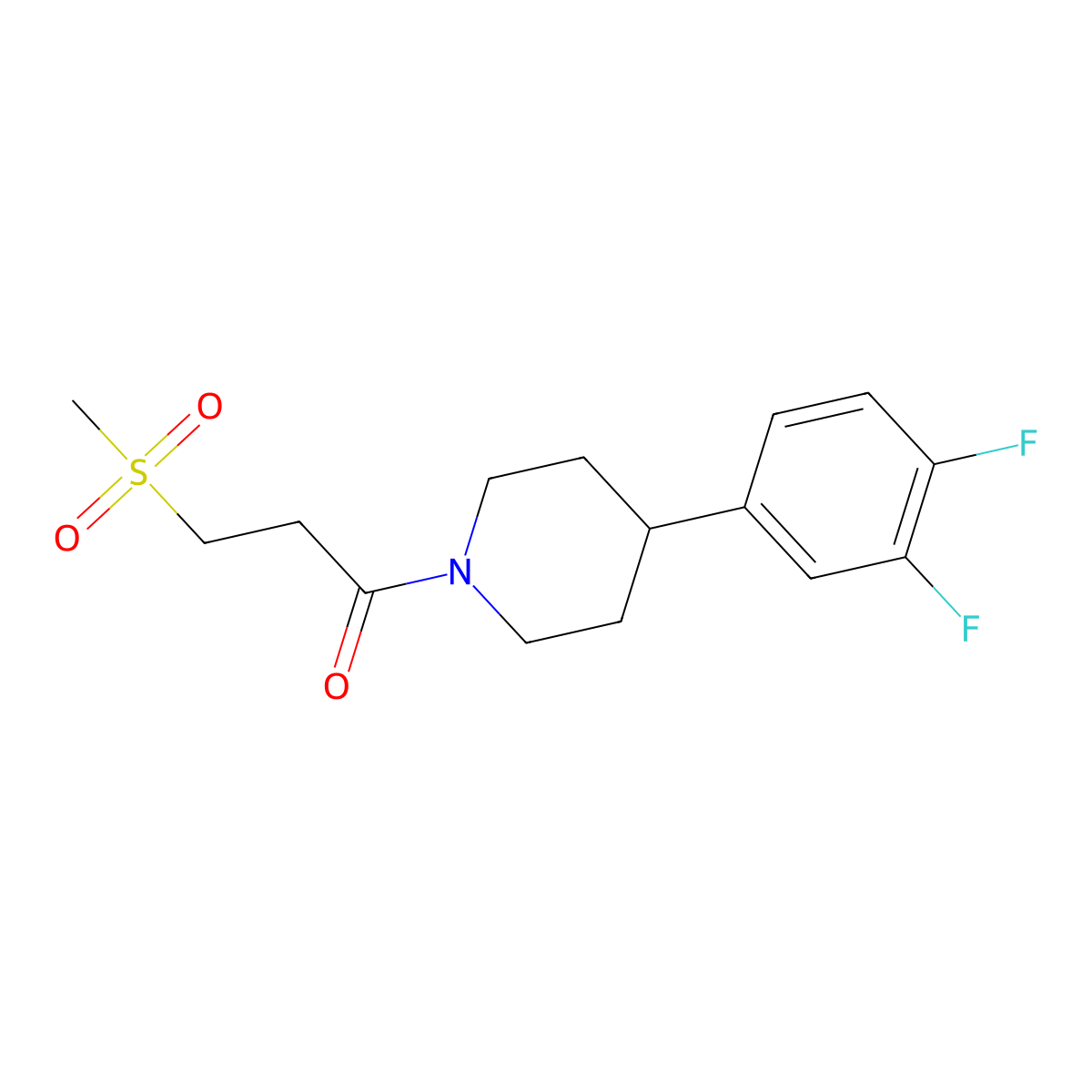 1-(4-(3,4-Difluorophenyl)piperidin-1-yl)-3-methanesulfonylpropan-1-one molecular structure, CAS 1445573-46-5