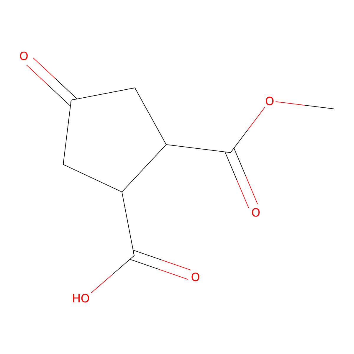(1R,2R)-2-methoxycarbonyl-4-oxo-cyclopentanecarboxylic acid molecular structure, CAS 1445591-99-0