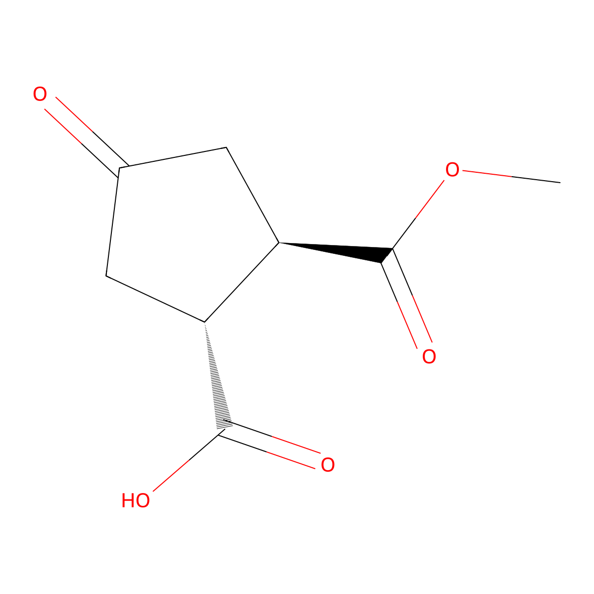 (1R,2R)-2-methoxycarbonyl-4-oxo-cyclopentanecarboxylic acid molecular structure, CAS 1445591-99-0