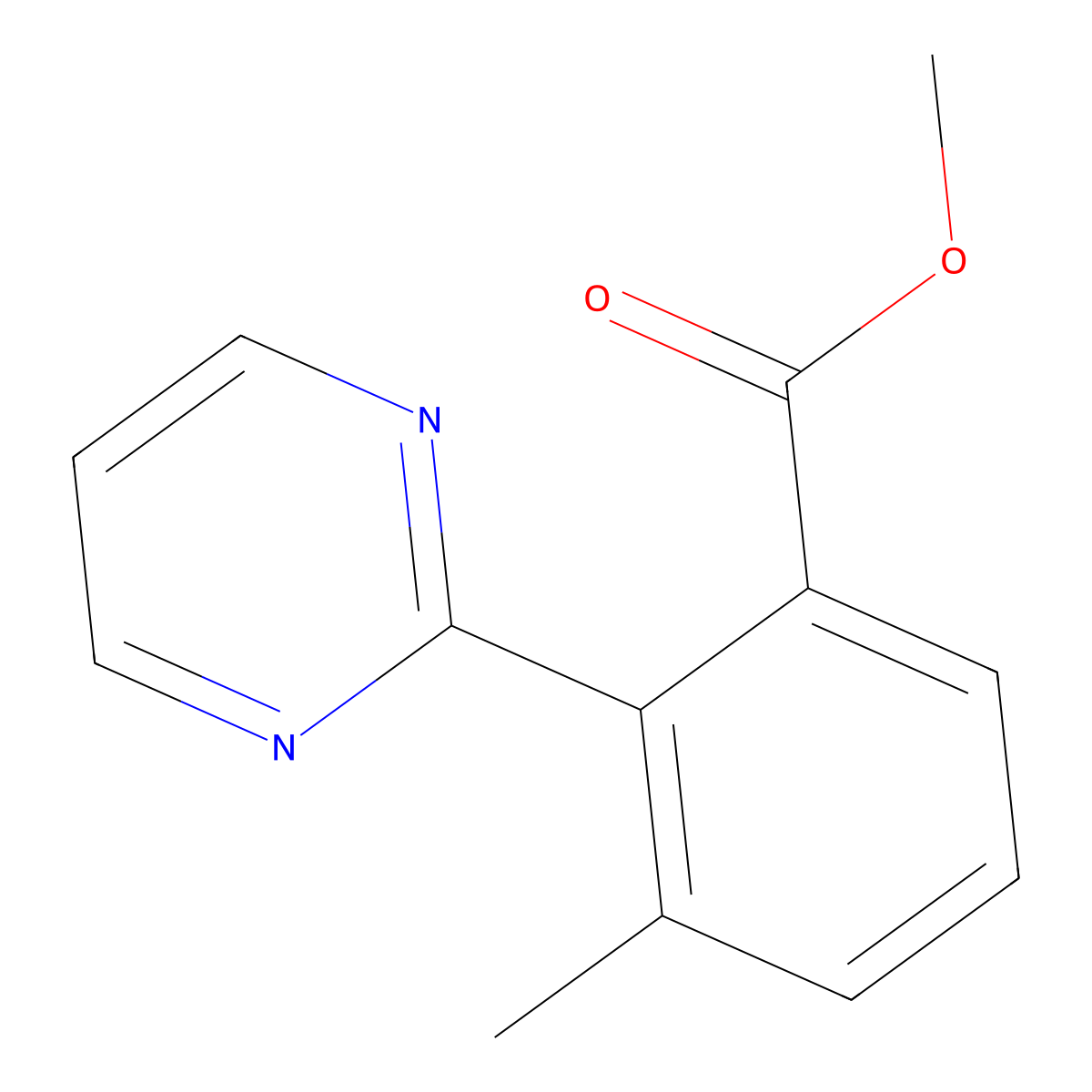 Methyl 3-methyl-2-(pyrimidin-2-yl)benzoate molecular structure, CAS 1445596-17-7