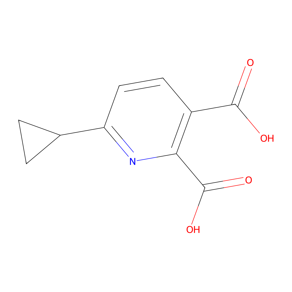 6-Cyclopropylpyridine-2,3-dicarboxylic acid molecular structure, CAS 1445596-29-1