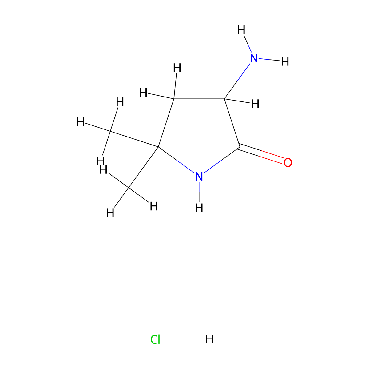 3-Amino-5,5-dimethylpyrrolidin-2-one hydrochloride molecular structure, CAS 1445600-59-8
