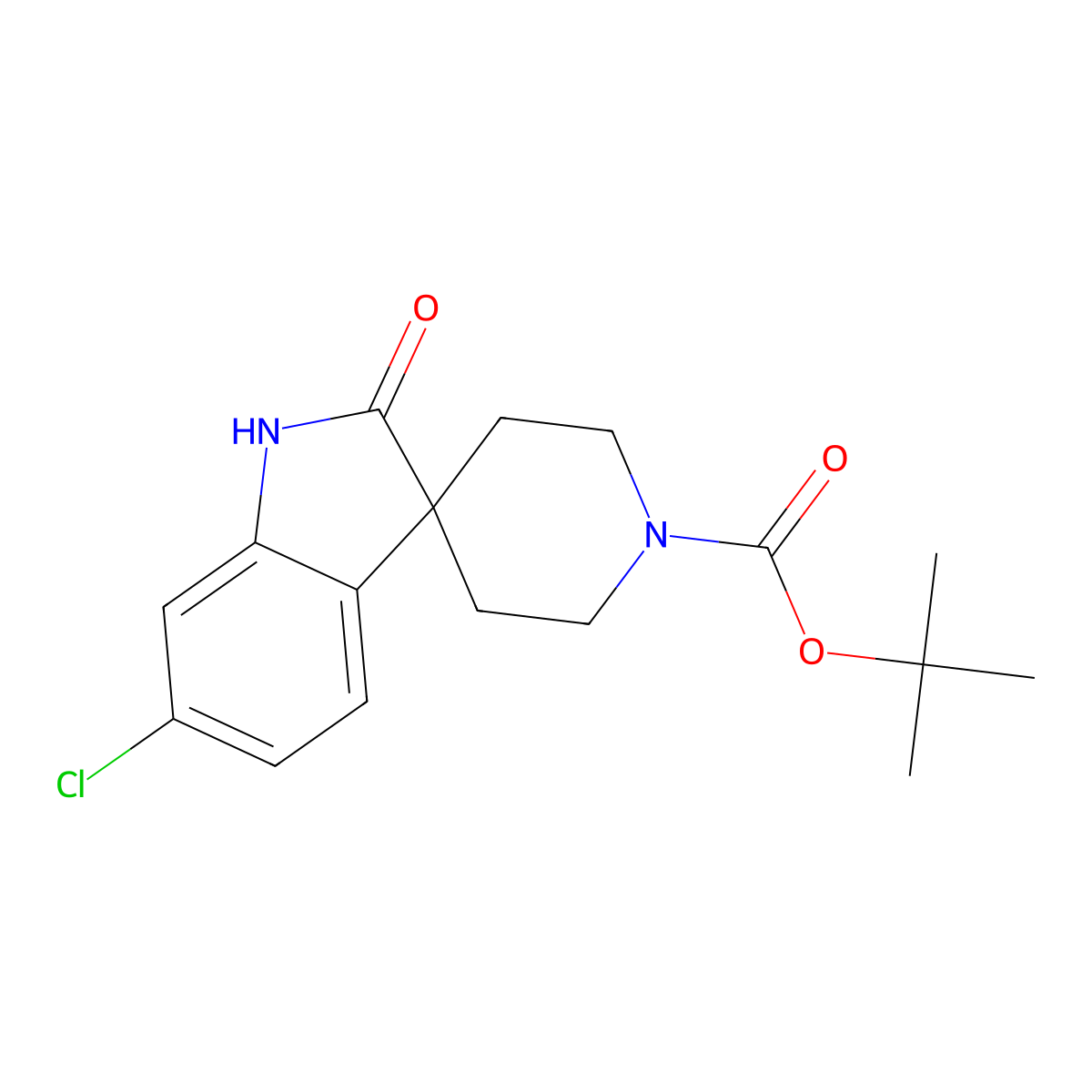 tert-Butyl 6-chloro-2-oxospiro[indoline-3,4'-piperidine]-1'-carboxylate molecular structure, CAS 1445603-41-7