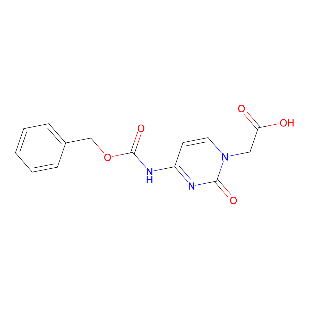 2-(4-(((Benzyloxy)carbonyl)amino)-2-oxopyrimidin-1(2H)-yl)acetic acid molecular structure, CAS 144564-95-4