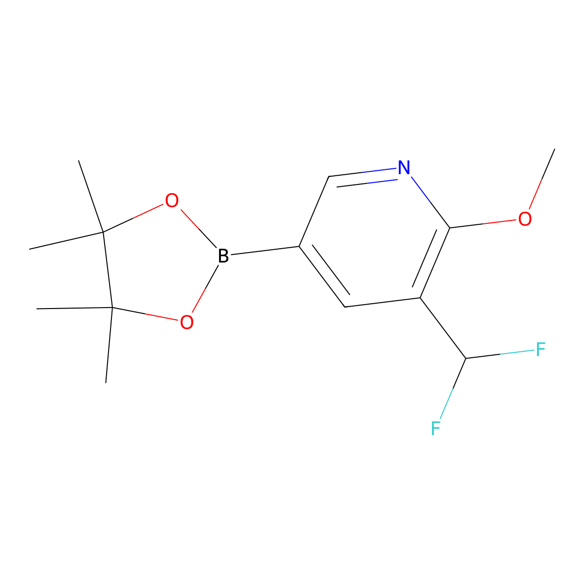 3-(Difluoromethyl)-2-methoxy-5-(tetramethyl-1,3,2-dioxaborolan-2-yl)pyridine molecular structure, CAS 1445651-49-9