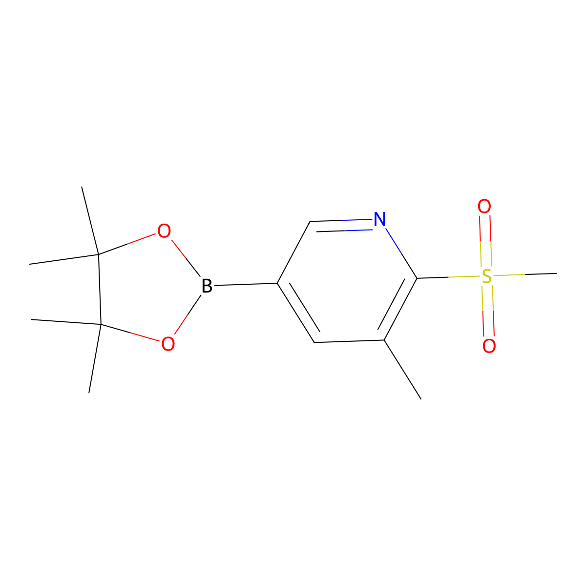 3-Methyl-5-(4,4,5,5-tetramethyl-1,3,2-dioxaborolan-2-yl)-2-(methylsulfonyl)pyridine molecular structure, CAS 1445651-57-9