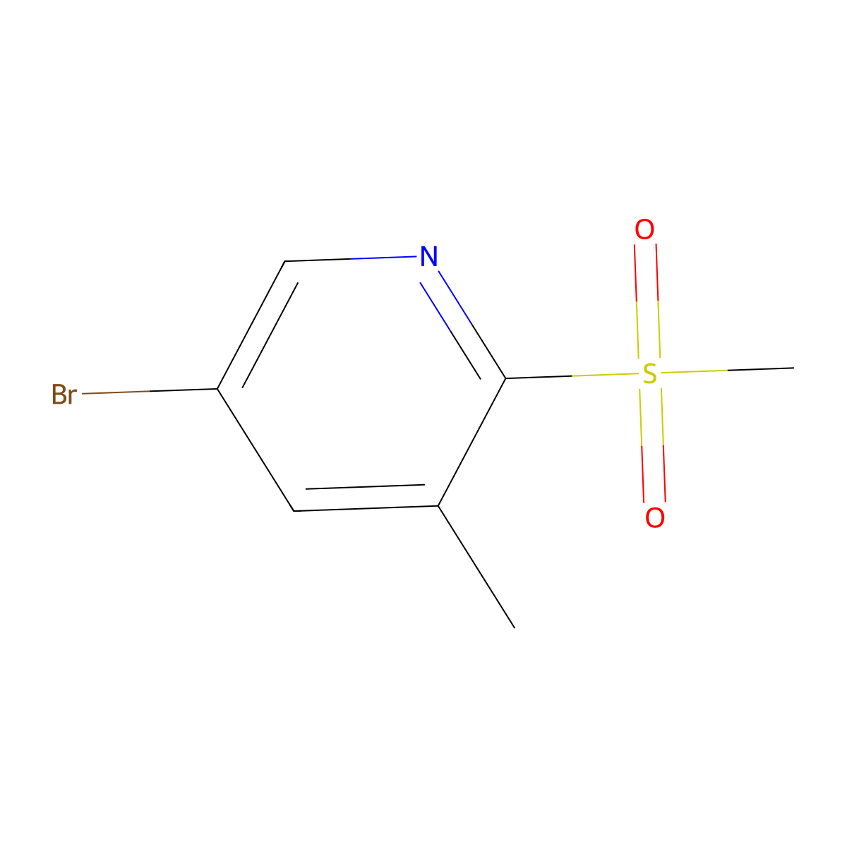 5-Bromo-3-methyl-2-(methylsulfonyl)pyridine molecular structure, CAS 1445651-58-0