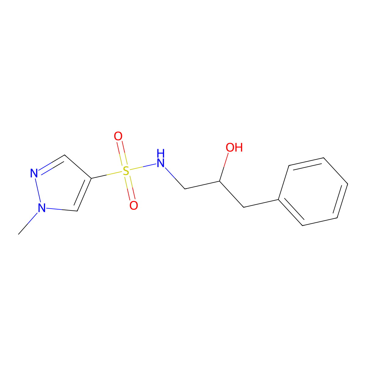 N-(2-hydroxy-3-phenylpropyl)-1-methyl-1H-pyrazole-4-sulfonamide molecular structure, CAS 1445663-88-6