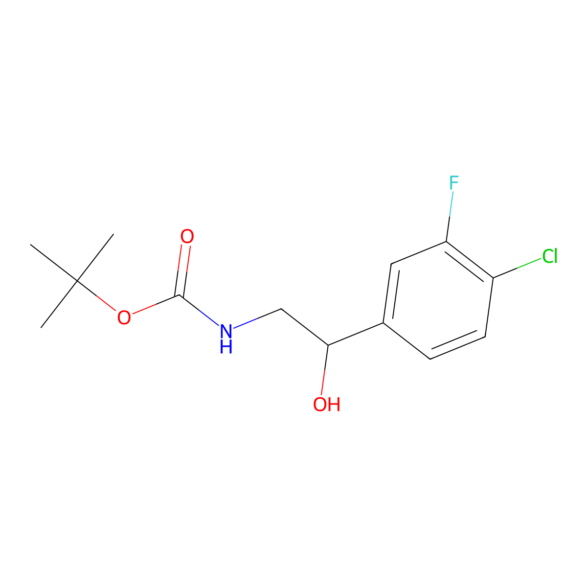 tert-butyl N-[2-(4-chloro-3-fluorophenyl)-2-hydroxyethyl]carbamate molecular structure, CAS 1445669-99-7