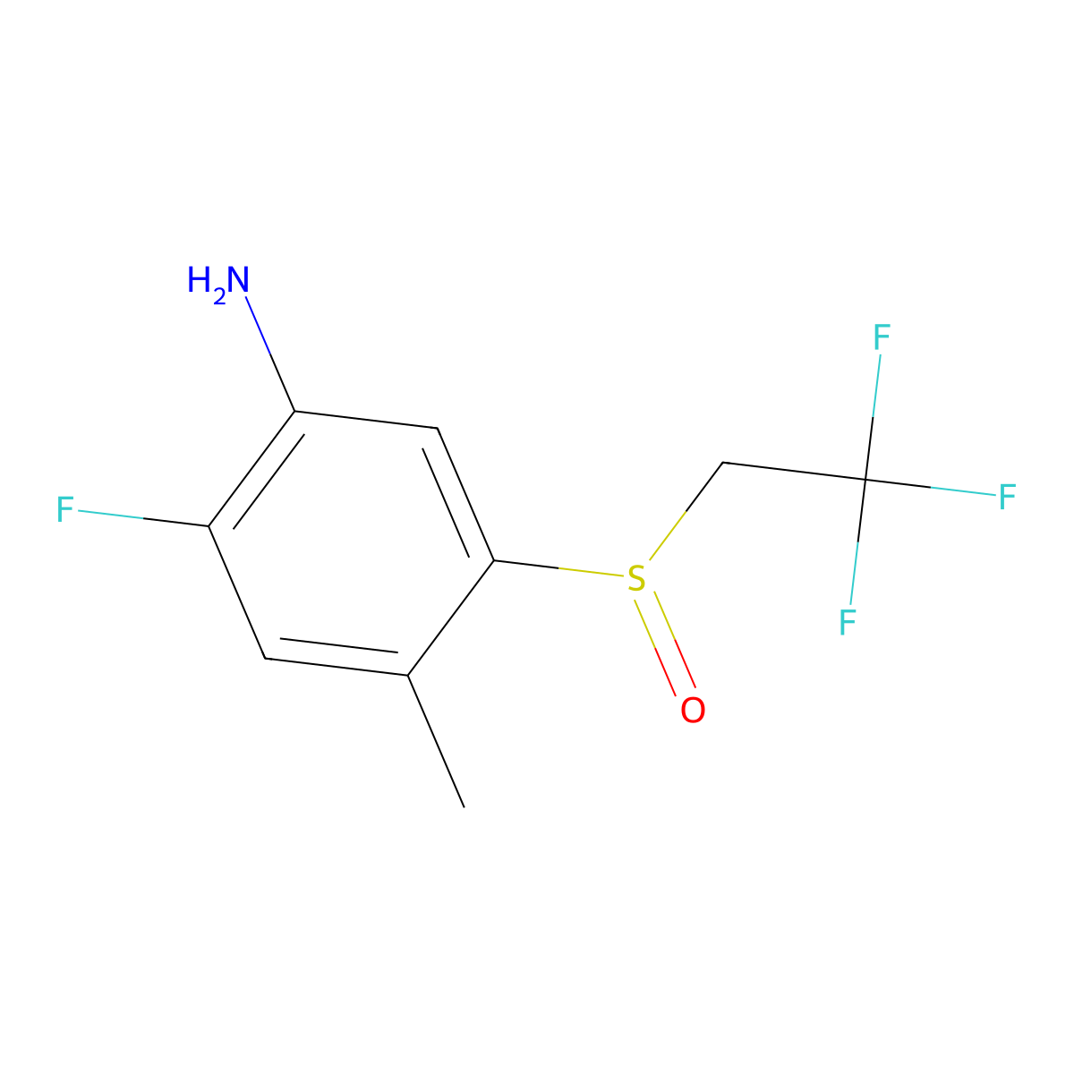 2-Fluoro-4-methyl-5-[(2,2,2-trifluoroethyl)sulphinyl]aniline molecular structure, CAS 1445685-07-3