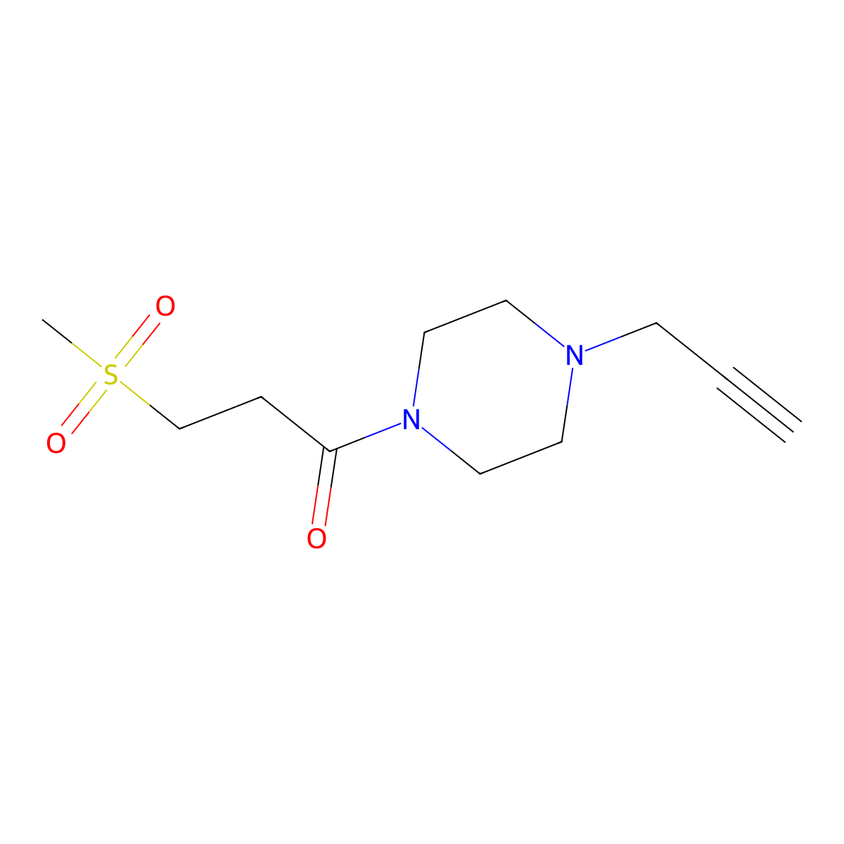 3-Methanesulfonyl-1-(4-(prop-2-yn-1-yl)piperazin-1-yl)propan-1-one molecular structure, CAS 1445689-26-8