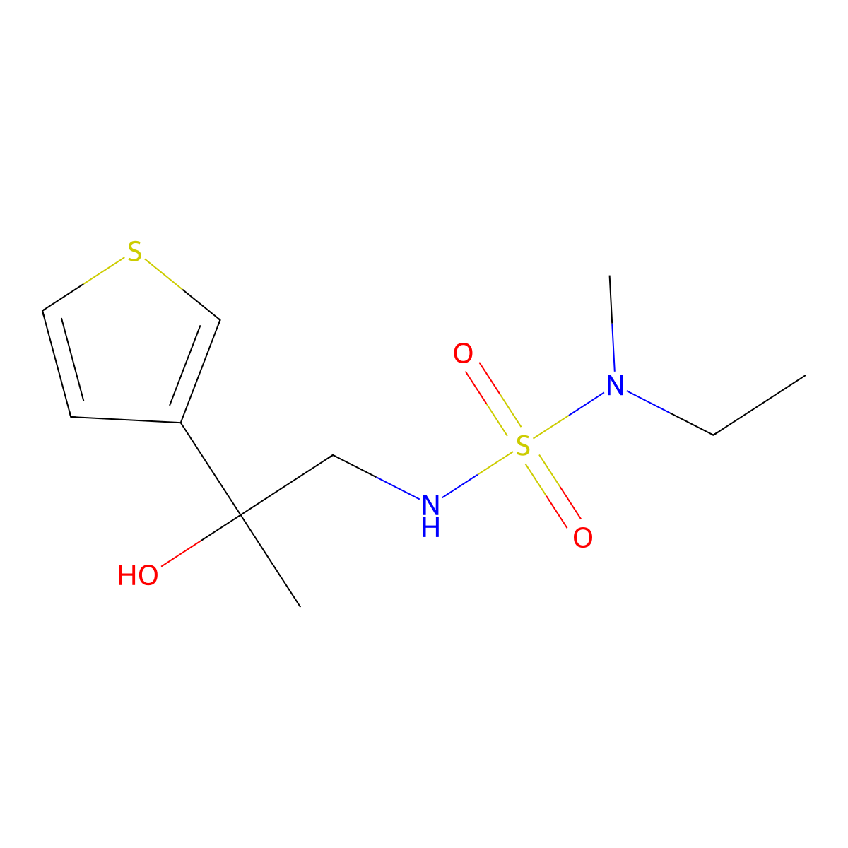 Ethyl(((2-hydroxy-2-(thiophen-3-yl)propyl)sulfamoyl))methylamine molecular structure, CAS 1445722-18-8
