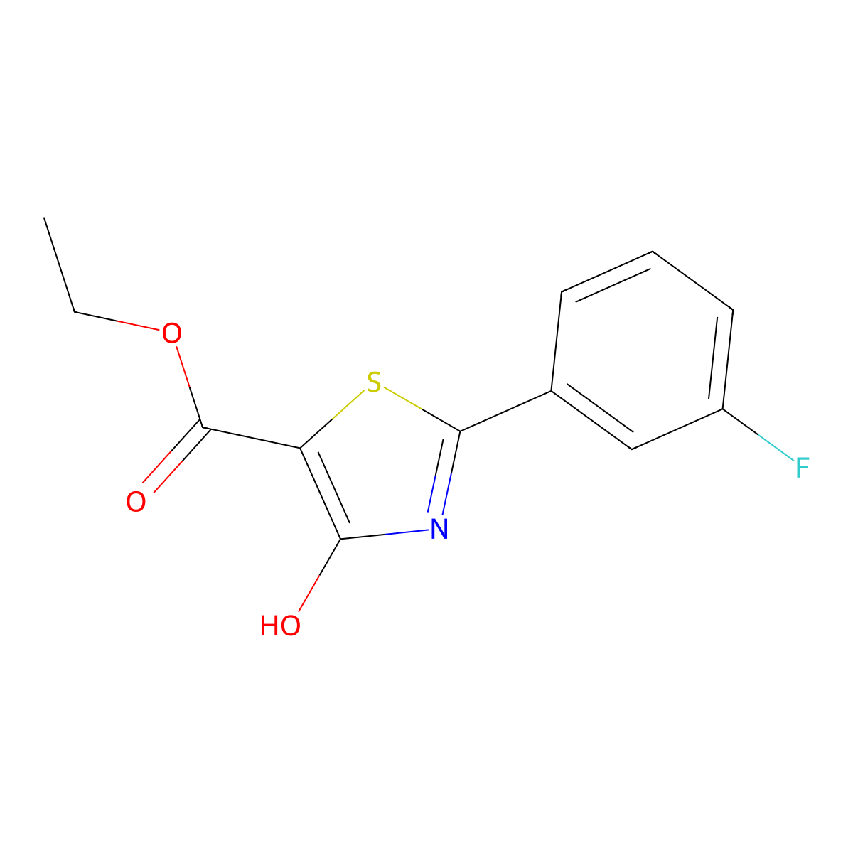 Ethyl 2-(3-fluorophenyl)-4-hydroxythiazole-5-carboxylate molecular structure, CAS 1445752-14-6