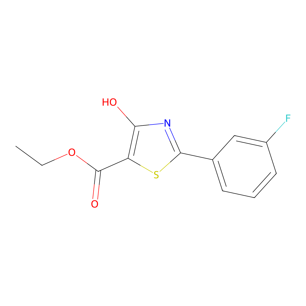 Ethyl 2-(3-fluorophenyl)-4-hydroxythiazole-5-carboxylate molecular structure, CAS 1445752-14-6
