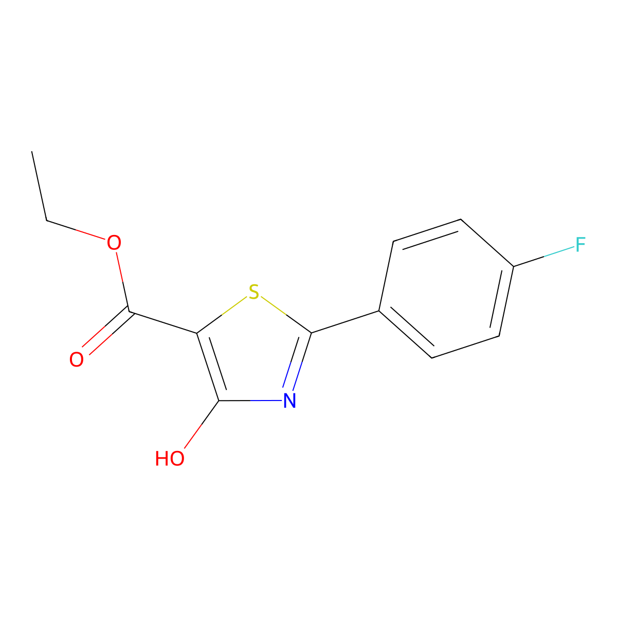 Ethyl 2-(4-fluorophenyl)-4-hydroxythiazole-5-carboxylate molecular structure, CAS 1445752-15-7
