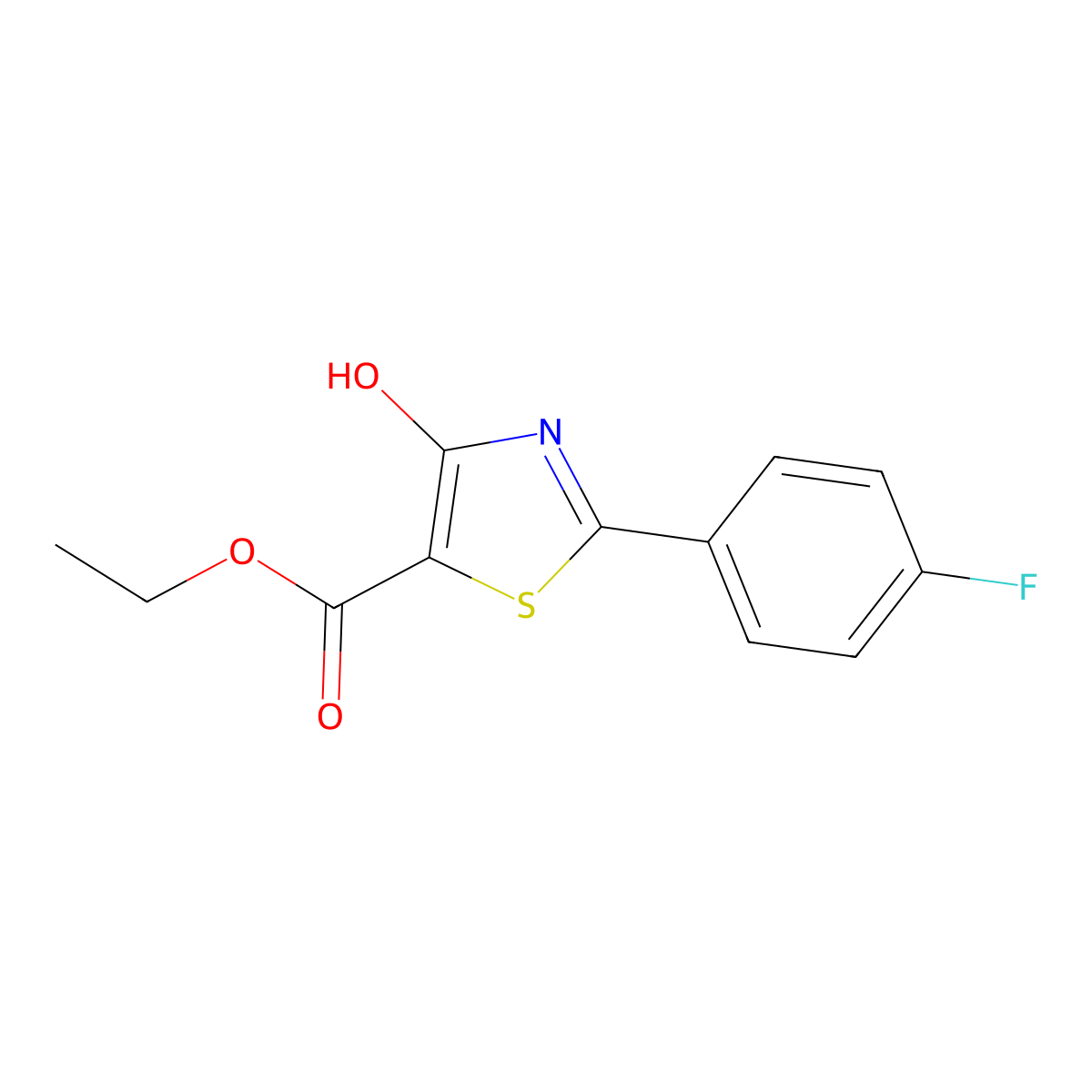Ethyl 2-(4-fluorophenyl)-4-hydroxythiazole-5-carboxylate molecular structure, CAS 1445752-15-7