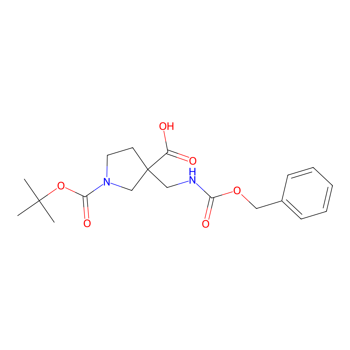 3-({[(Benzyloxy)carbonyl]amino}methyl)-1-[(tert-butoxy)carbonyl]pyrrolidine-3-carboxylic acid molecular structure, CAS 1445781-57-6