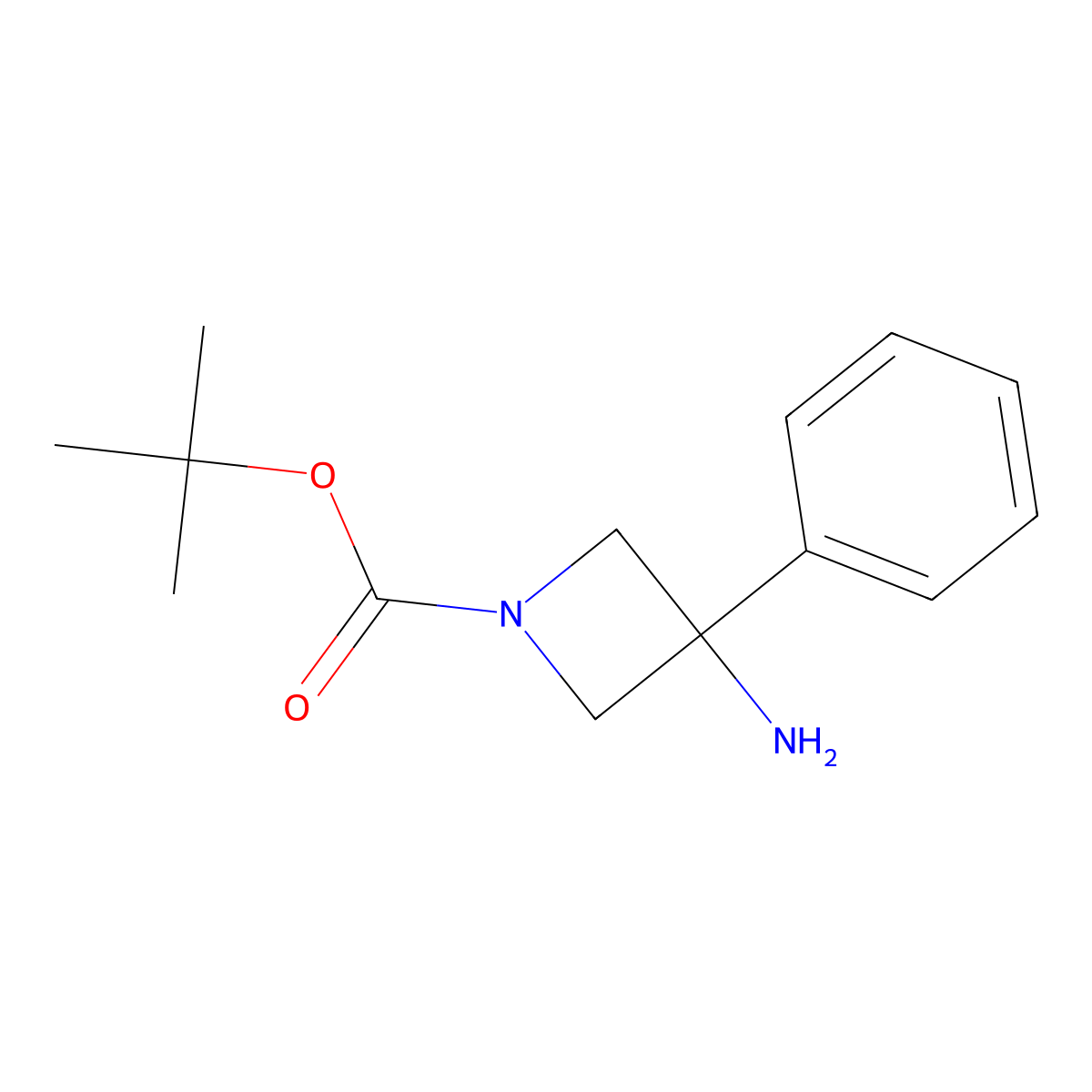 Tert-butyl 3-amino-3-phenylazetidine-1-carboxylate molecular structure, CAS 1445781-95-2