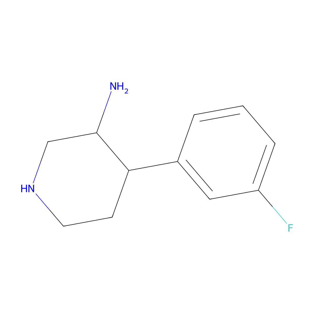 rac-(3R,4S)-4-(3-fluorophenyl)piperidin-3-amine molecular structure, CAS 1445782-81-9