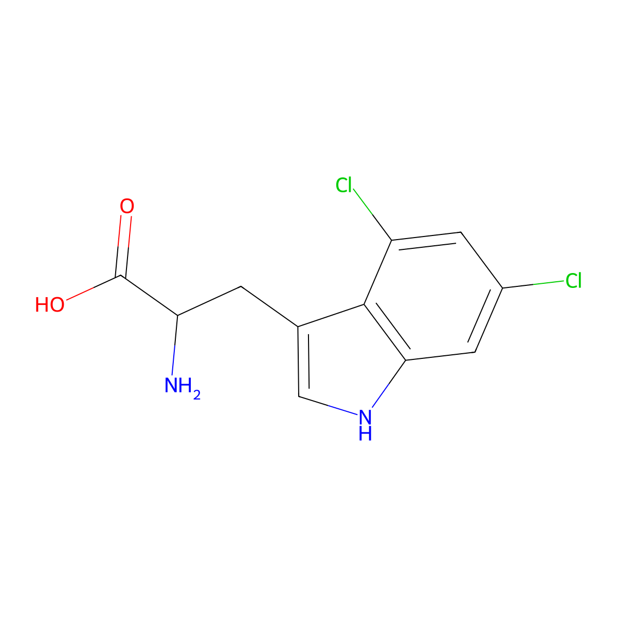 2-amino-3-(4,6-dichloro-1H-indol-3-yl)propanoic Acid molecular structure, CAS 144579-88-4