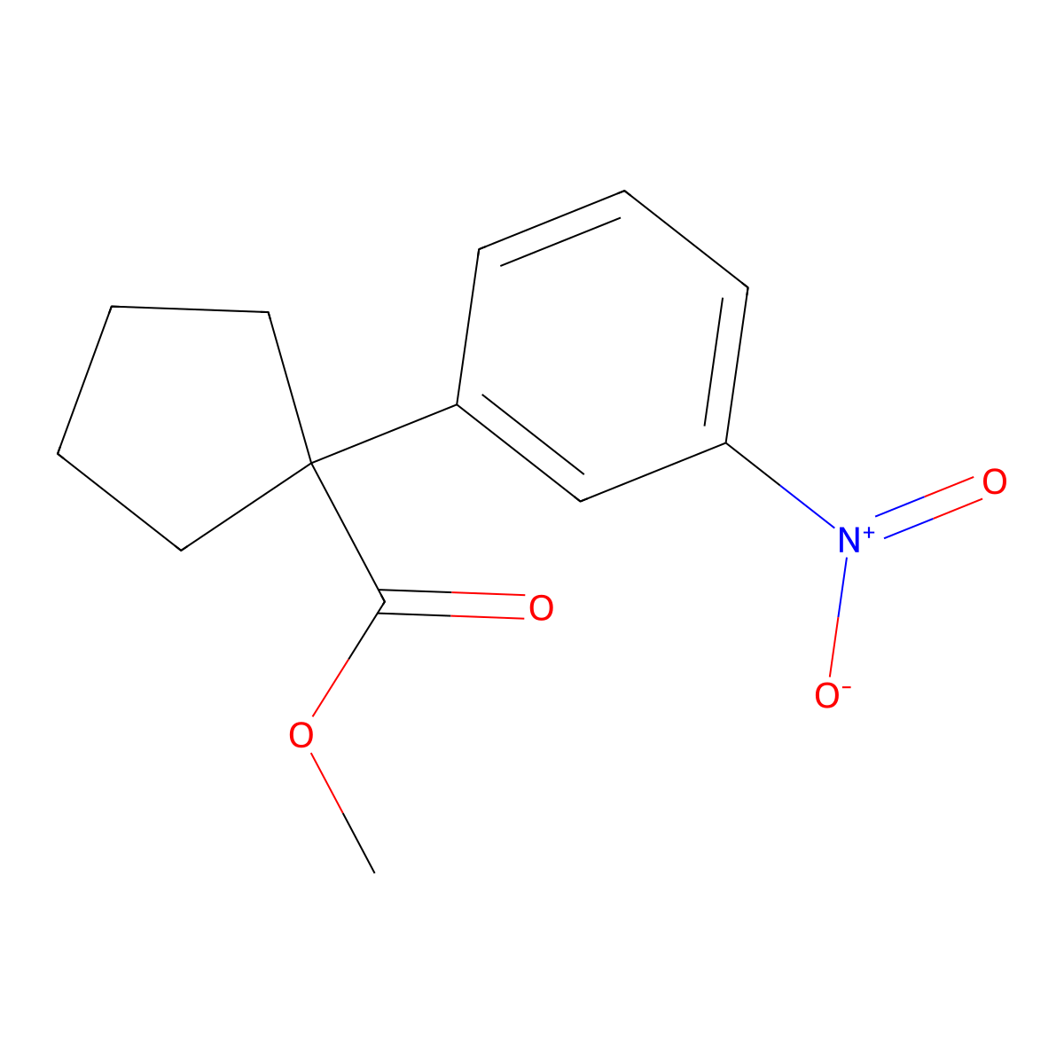 Methyl 1-(3-nitrophenyl)cyclopentane-1-carboxylate molecular structure, CAS 1445790-99-7